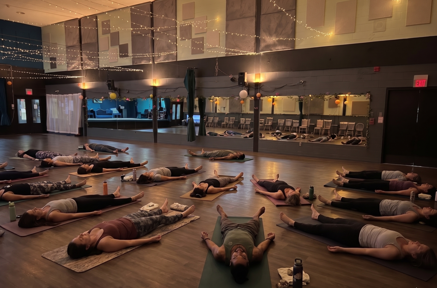 Big Ballroom set up for evening yoga class