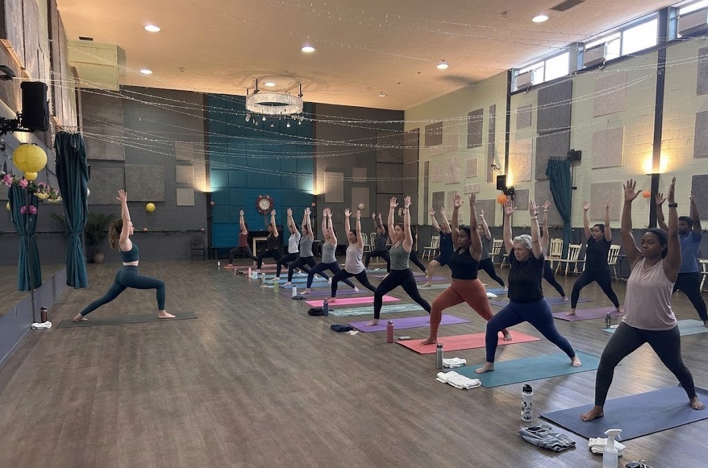 The Big Ballroom, yoga setup
