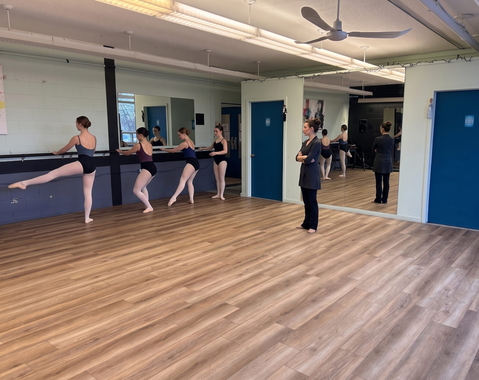 Small Studio configured for ballet barre work